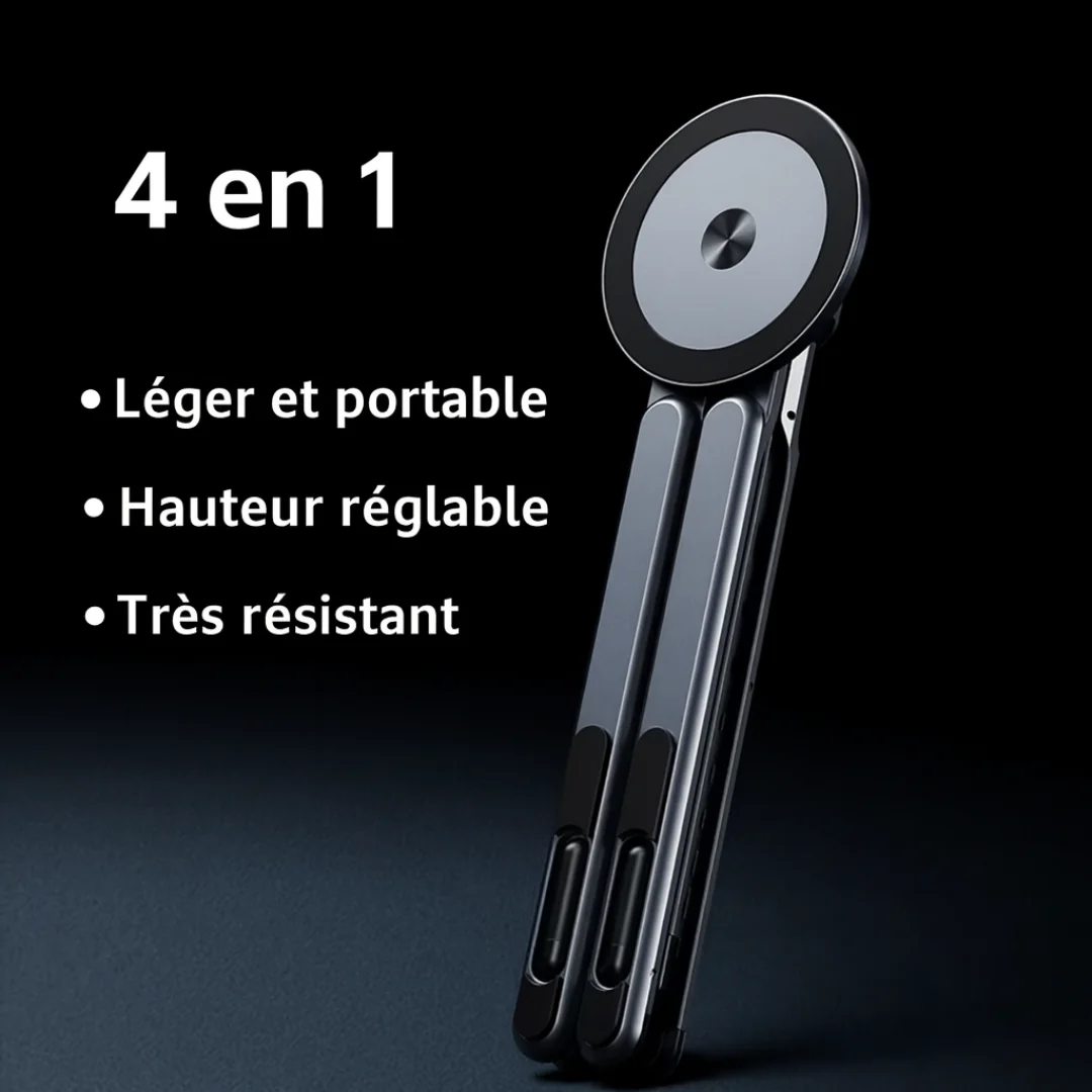WaraStand Pro™ – Support magnétique pliable 4-en-1 en alliage d’aluminium Pliable & Design Premium